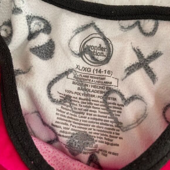 Girls Wonder Nation Bearly Awake Sleepy Dress in Pink and Black Extra Large - Picture 9 of 11